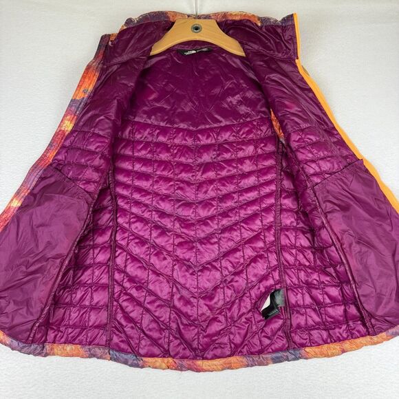 The North Face Women’s Thermoball Vest Rare Print Orange Purple Small Watercolor - Picture 4 of 11